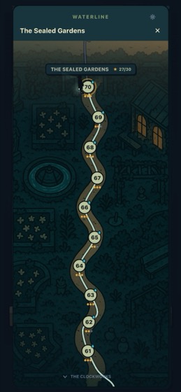 The map of the Sealed Gardens, the last district, painted as a glasshouse floor.